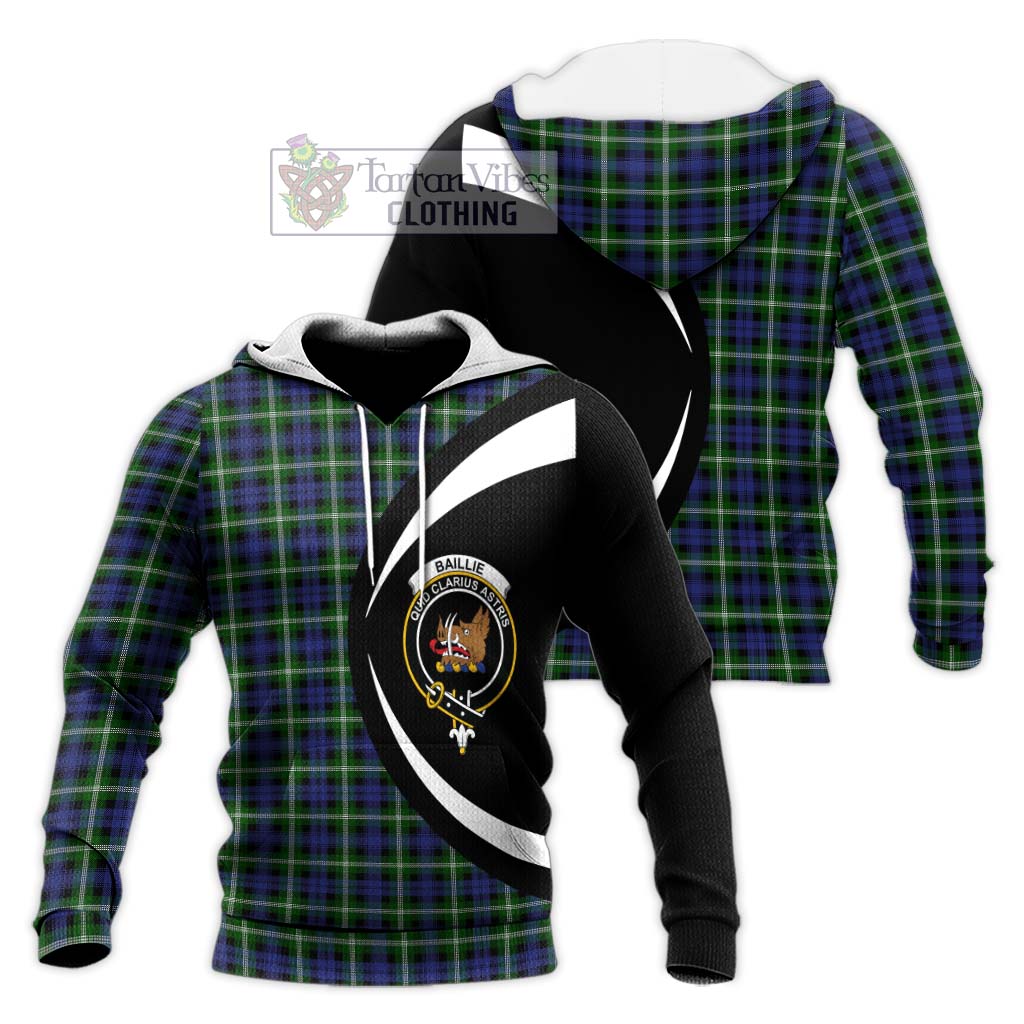 Baillie of Polkemmet Tartan Knitted Hoodie with Family Crest Circle Style Unisex Knitted Pullover Hoodie - Tartan Vibes Clothing