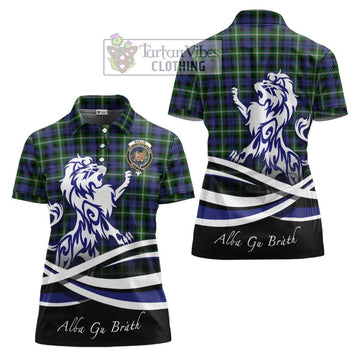 Baillie of Polkemmet Tartan Women's Polo Shirt with Alba Gu Brath Regal Lion Emblem