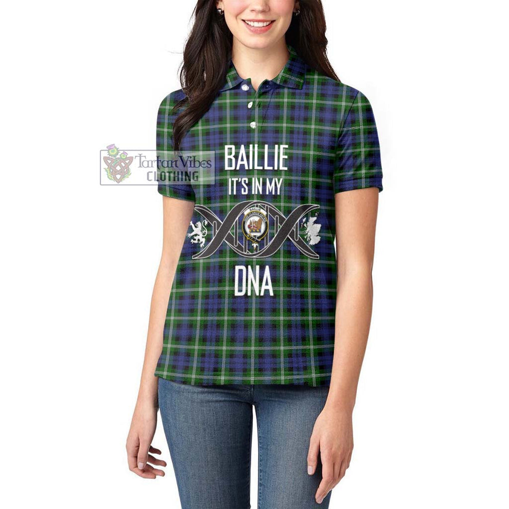 Baillie of Polkemmet Tartan Women's Polo Shirt with Family Crest DNA In Me Style Women - Tartanvibesclothing Shop