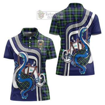 Baillie of Polkemmet Tartan Women's Polo Shirt with Epic Bagpipe Style