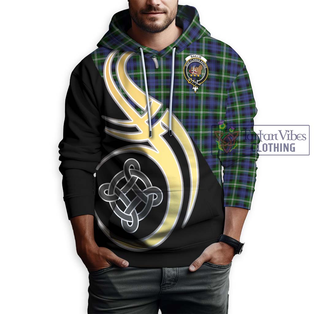 Baillie of Polkemmet Tartan Hoodie with Family Crest and Celtic Symbol Style Zip Hoodie - Tartan Vibes Clothing