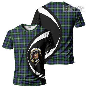 Baillie of Polkemmet Tartan T-Shirt with Family Crest Circle Style