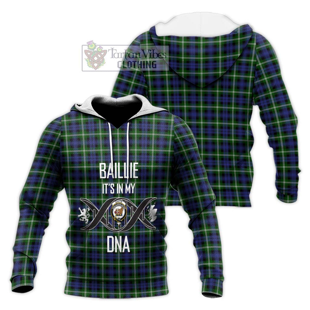 Baillie of Polkemmet Tartan Knitted Hoodie with Family Crest DNA In Me Style Unisex Knitted Pullover Hoodie - Tartanvibesclothing Shop