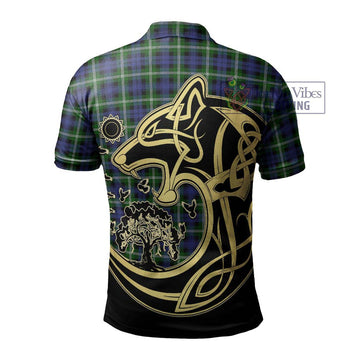 Baillie of Polkemmet Tartan Polo Shirt with Family Crest Celtic Wolf Style