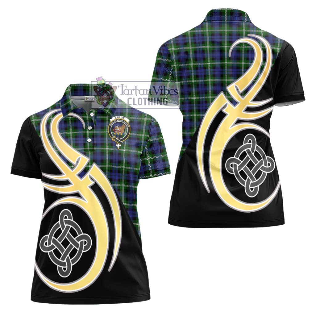 Baillie of Polkemmet Tartan Women's Polo Shirt with Family Crest and Celtic Symbol Style - Tartan Vibes Clothing