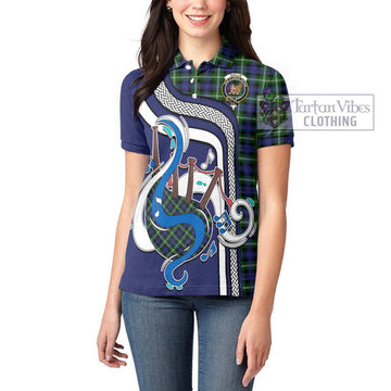 Baillie of Polkemmet Tartan Women's Polo Shirt with Epic Bagpipe Style