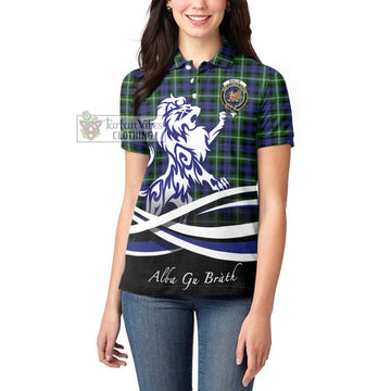 Baillie of Polkemmet Tartan Women's Polo Shirt with Alba Gu Brath Regal Lion Emblem