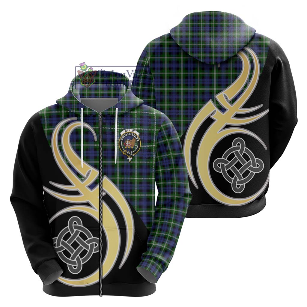 Baillie of Polkemmet Tartan Hoodie with Family Crest and Celtic Symbol Style - Tartan Vibes Clothing