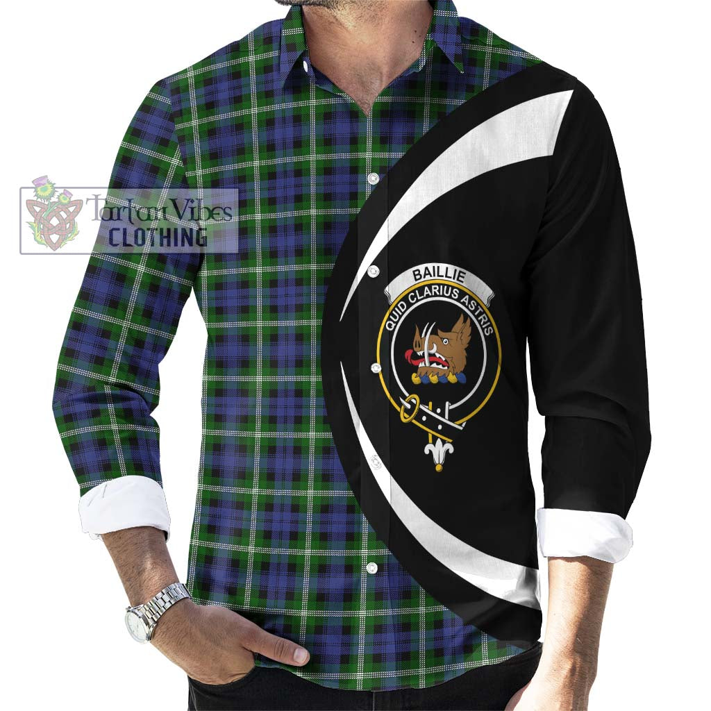 Tartan Vibes Clothing Baillie of Polkemmet Tartan Long Sleeve Button Up with Family Crest Circle Style