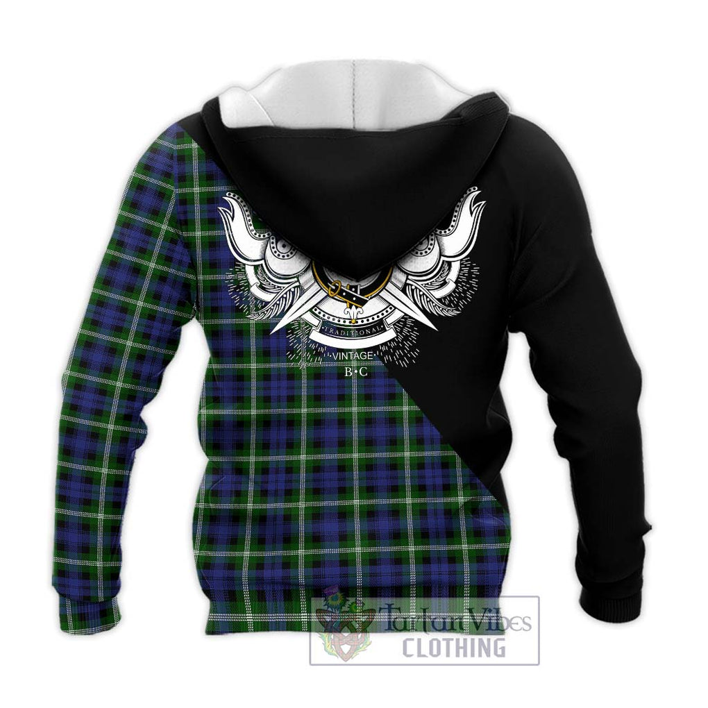 Baillie of Polkemmet Tartan Knitted Hoodie with Family Crest and Military Logo Style - Tartanvibesclothing Shop