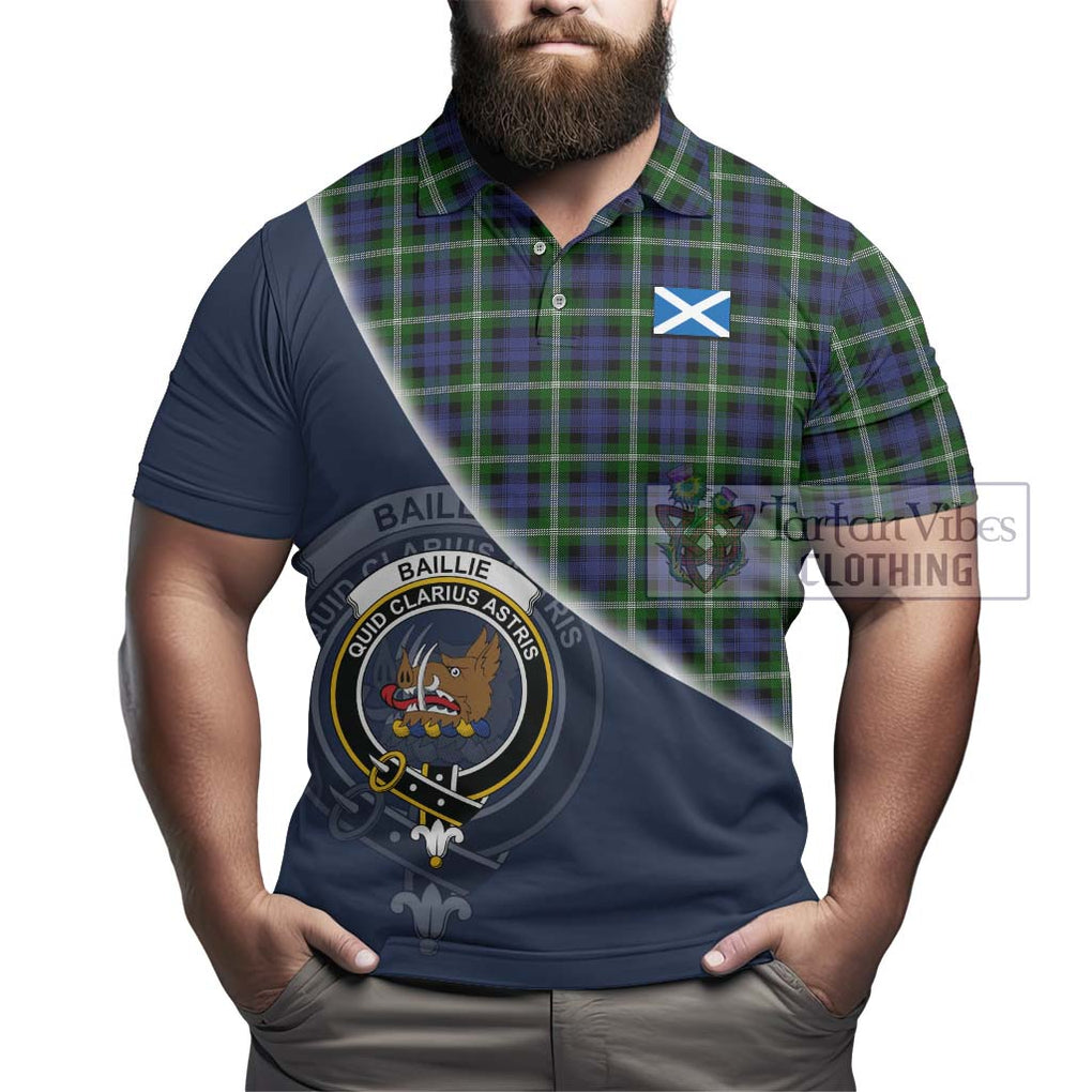 Baillie of Polkemmet Tartan Polo Shirt with Personalised National Flag and Family Crest Half Style - Tartanvibesclothing Shop