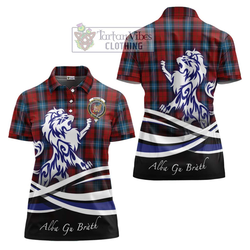 Baillie of Polkemmet Red Tartan Women's Polo Shirt with Alba Gu Brath Regal Lion Emblem Women - Tartanvibesclothing Shop