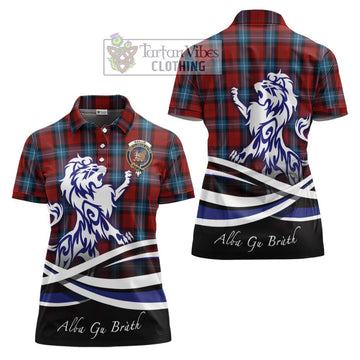 Baillie of Polkemmet Red Tartan Women's Polo Shirt with Alba Gu Brath Regal Lion Emblem