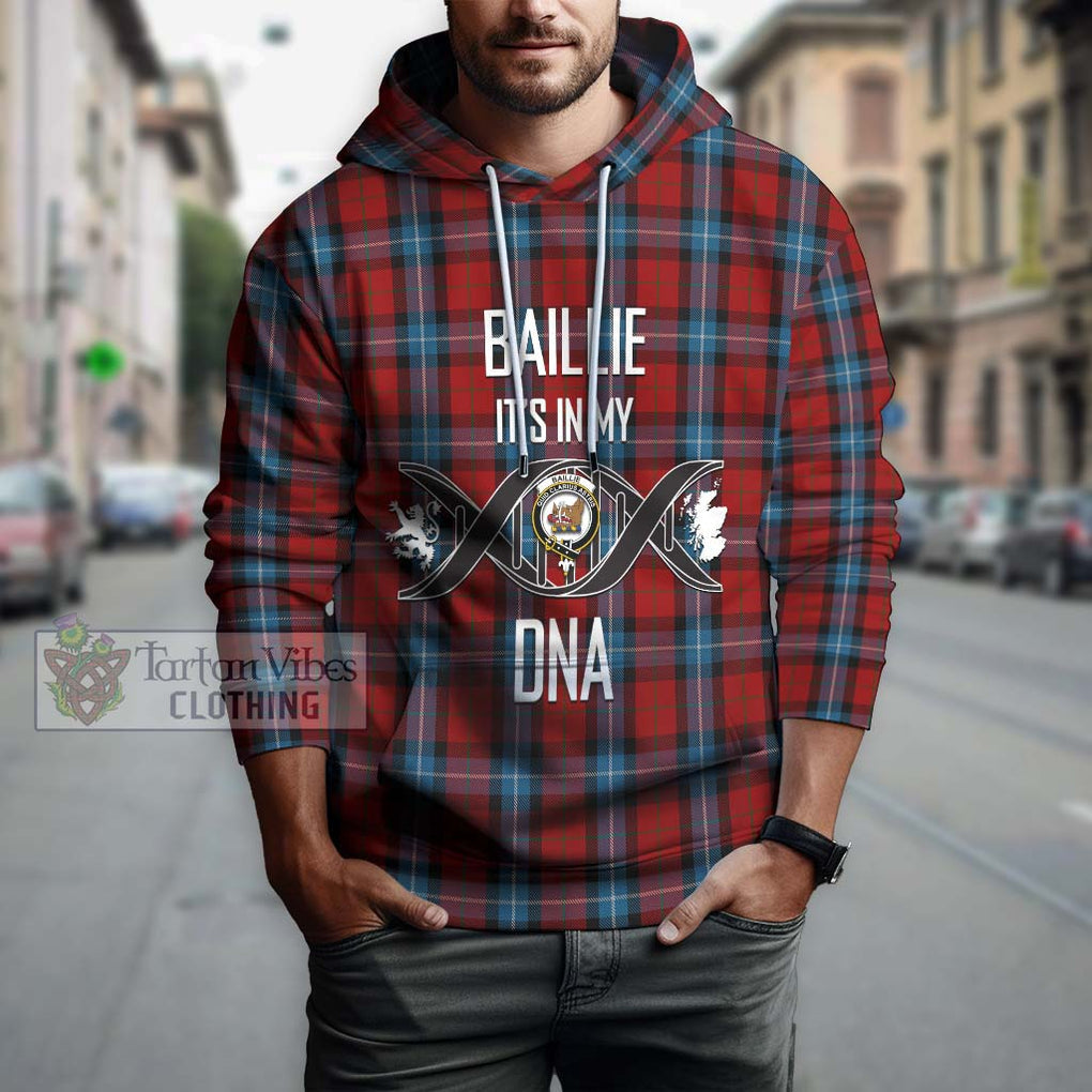 Baillie of Polkemmet Red Tartan Hoodie with Family Crest DNA In Me Style Pullover Hoodie - Tartanvibesclothing Shop