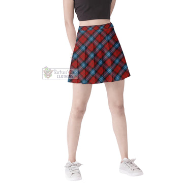 Baillie of Polkemmet Red Tartan Women's Plated Mini Skirt Cross Style