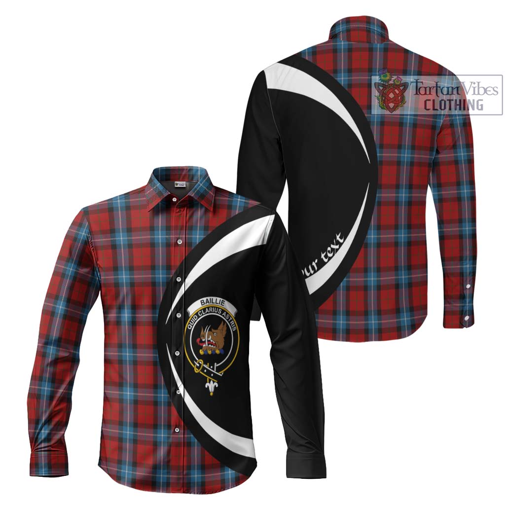 Tartan Vibes Clothing Baillie of Polkemmet Red Tartan Long Sleeve Button Up with Family Crest Circle Style