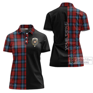 Baillie of Polkemmet Red Tartan Women's Polo Shirt with Family Crest and Half Of Me Style