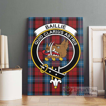 Baillie of Polkemmet Red Tartan Canvas Print Wall Art with Family Crest