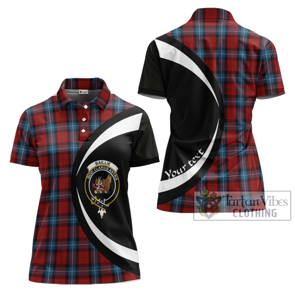 Baillie of Polkemmet Red Tartan Women's Polo Shirt with Family Crest Circle Style Women - Tartan Vibes Clothing