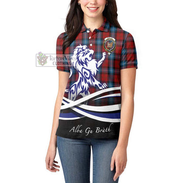 Baillie of Polkemmet Red Tartan Women's Polo Shirt with Alba Gu Brath Regal Lion Emblem