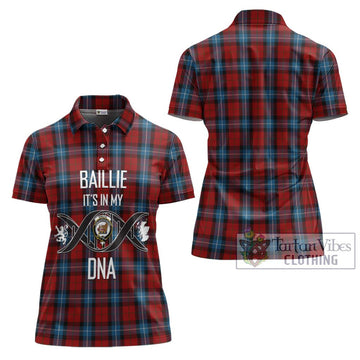 Baillie of Polkemmet Red Tartan Women's Polo Shirt with Family Crest DNA In Me Style