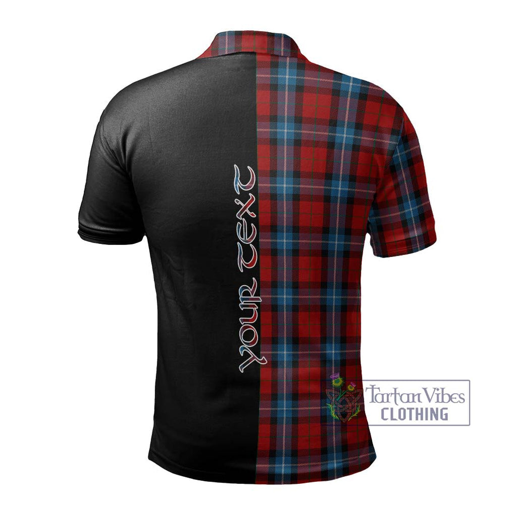 Baillie of Polkemmet Red Tartan Polo Shirt with Family Crest and Half Of Me Style - Tartanvibesclothing Shop