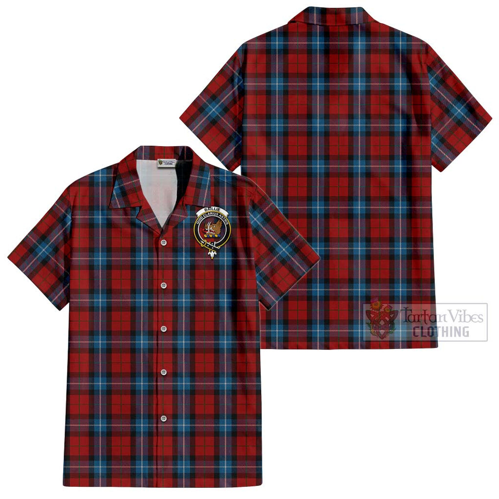 Baillie of Polkemmet Red Tartan Cotton Hawaiian Shirt with Family Crest Kid - Tartan Vibes Clothing