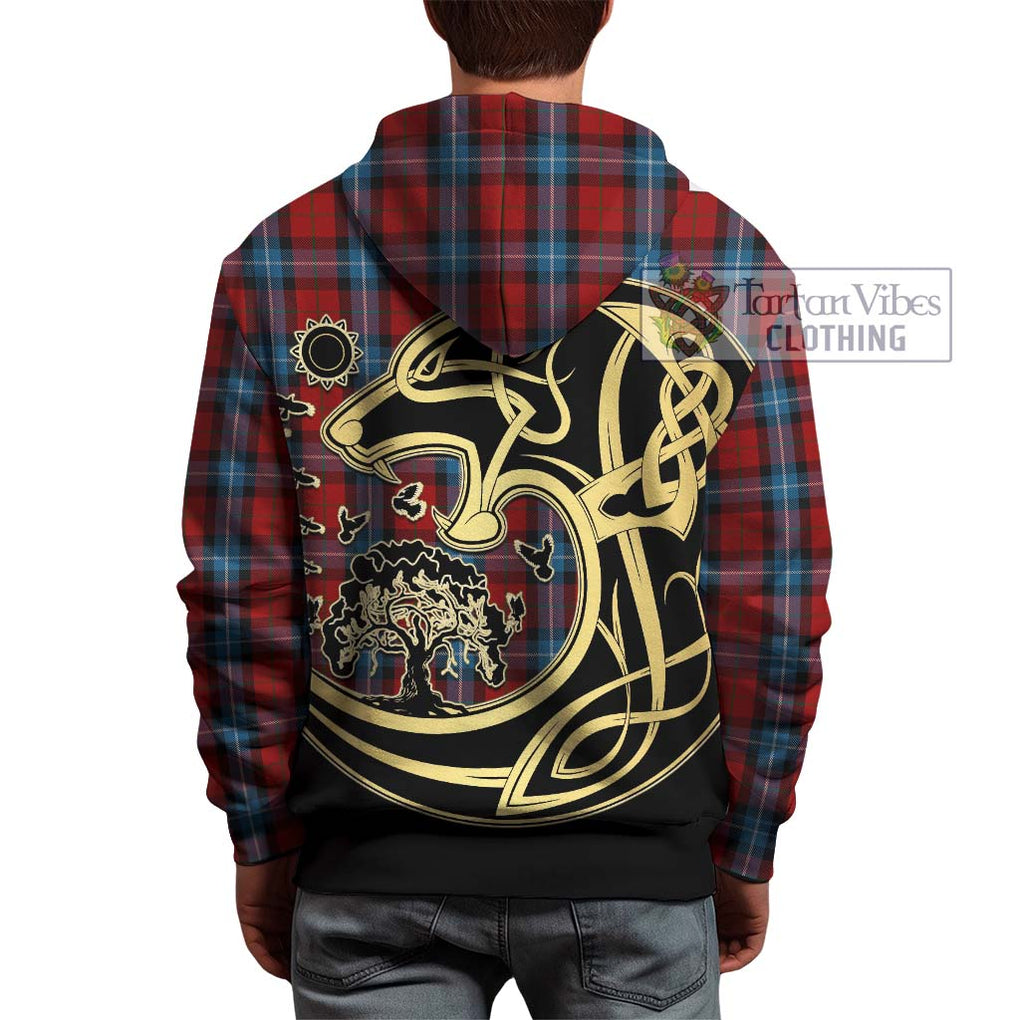 Baillie of Polkemmet Red Tartan Hoodie with Family Crest Celtic Wolf Style - Tartan Vibes Clothing