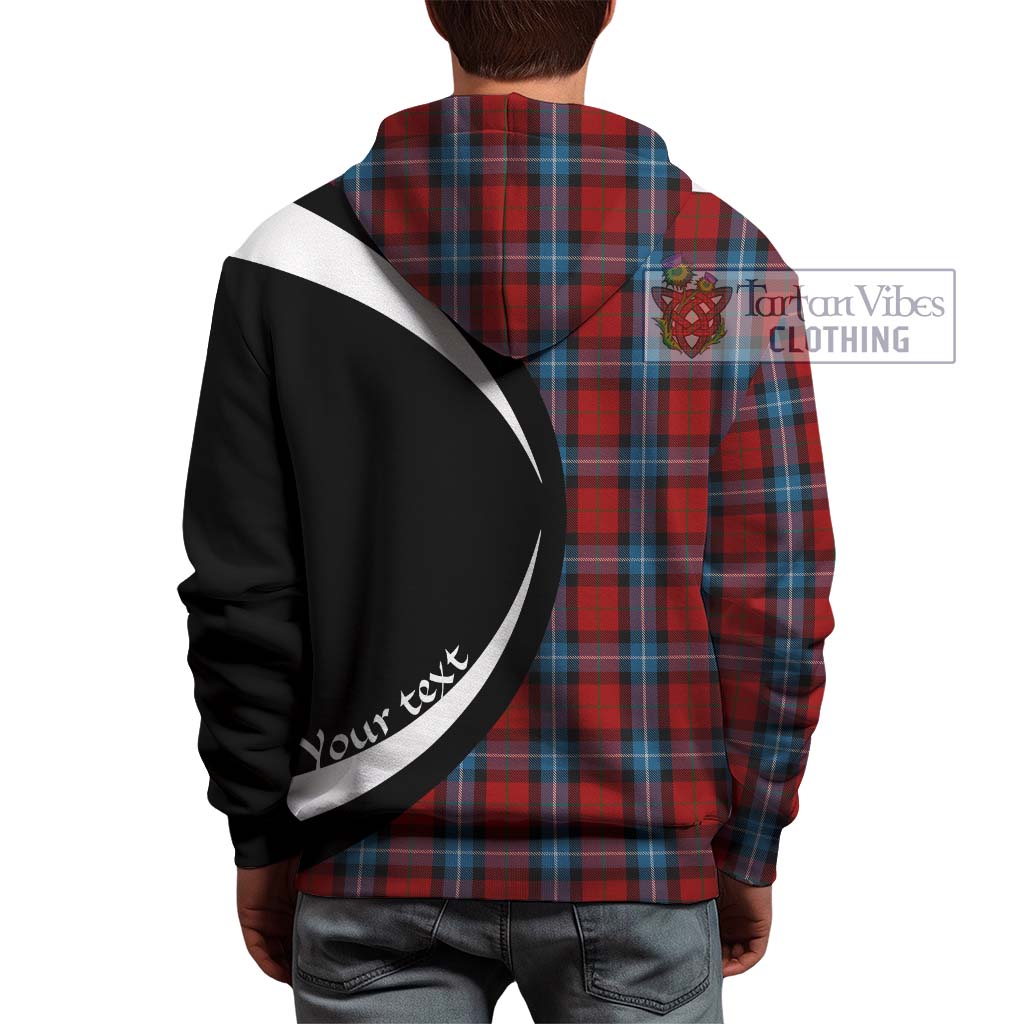 Tartan Vibes Clothing Baillie of Polkemmet Red Tartan Hoodie with Family Crest Circle Style