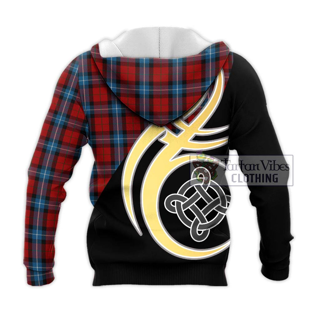 Baillie of Polkemmet Red Tartan Knitted Hoodie with Family Crest and Celtic Symbol Style - Tartan Vibes Clothing