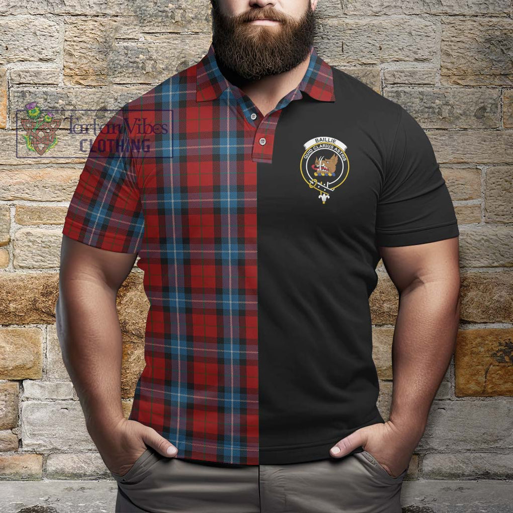 Baillie of Polkemmet Red Tartan Polo Shirt with Family Crest and Half Of Me Style - Tartanvibesclothing Shop