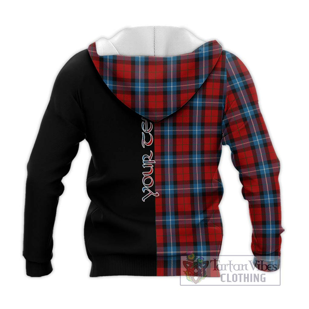 Baillie of Polkemmet Red Tartan Knitted Hoodie with Family Crest and Half Of Me Style - Tartanvibesclothing Shop