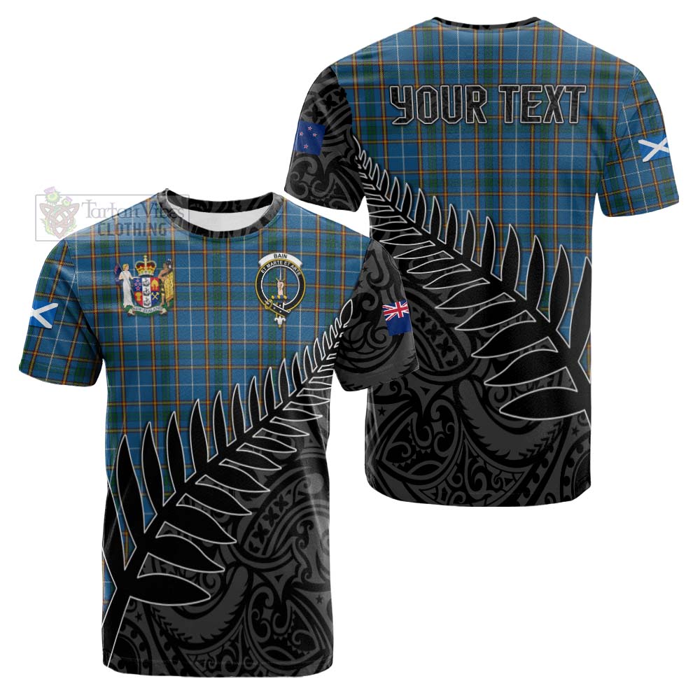 Tartan Vibes Clothing Bain Crest Tartan Cotton T-shirt with New Zealand Silver Fern Half Style