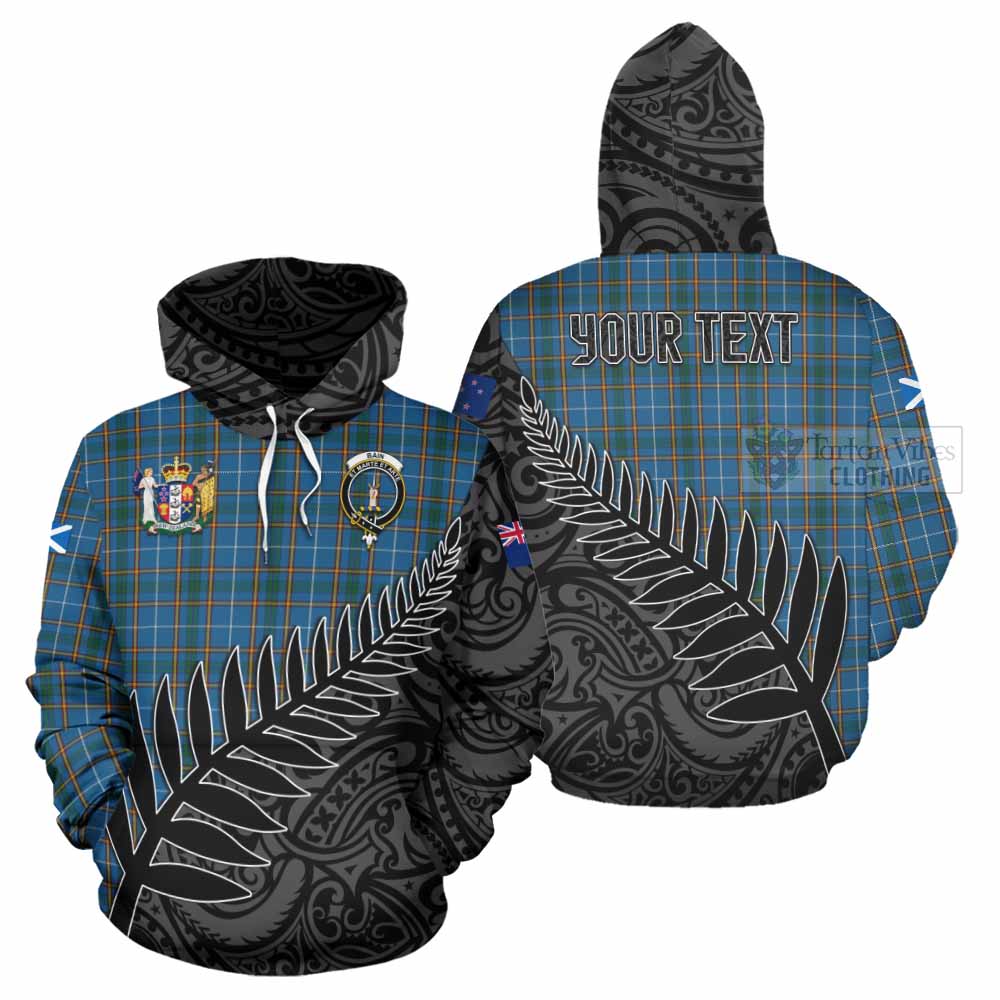 Tartan Vibes Clothing Bain Crest Tartan Hoodie with New Zealand Silver Fern Half Style