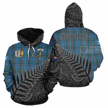 Bain Crest Tartan Hoodie with New Zealand Silver Fern Half Style