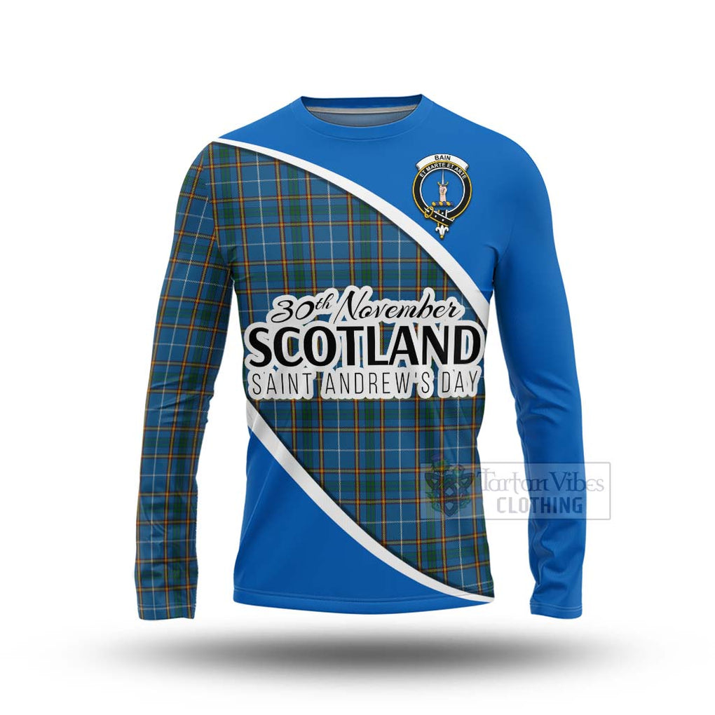 Tartan Vibes Clothing Bain Family Crest Tartan Long Sleeve T-Shirt Celebrate Saint Andrew's Day in Style