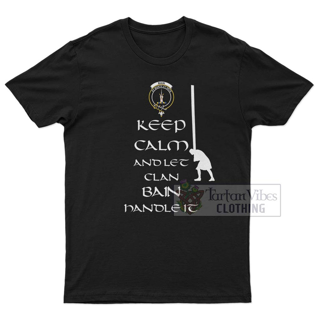 Bain Clan Men's T-Shirt: Keep Calm and Let the Clan Handle It Caber Toss Highland Games Style White - 2D-tartanvibesclothing