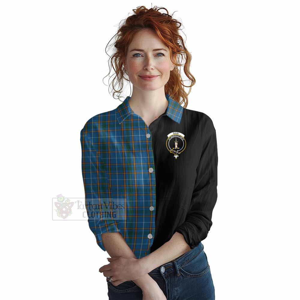 Tartan Vibes Clothing Bain Tartan Women's Casual Shirt with Family Crest and Half Of Me Style