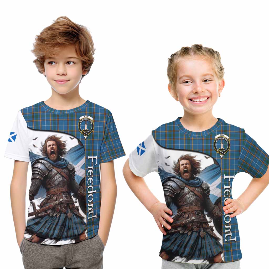 Tartan Vibes Clothing Bain Crest Tartan Kid T-Shirt Inspired by the Freedom of Scottish Warrior