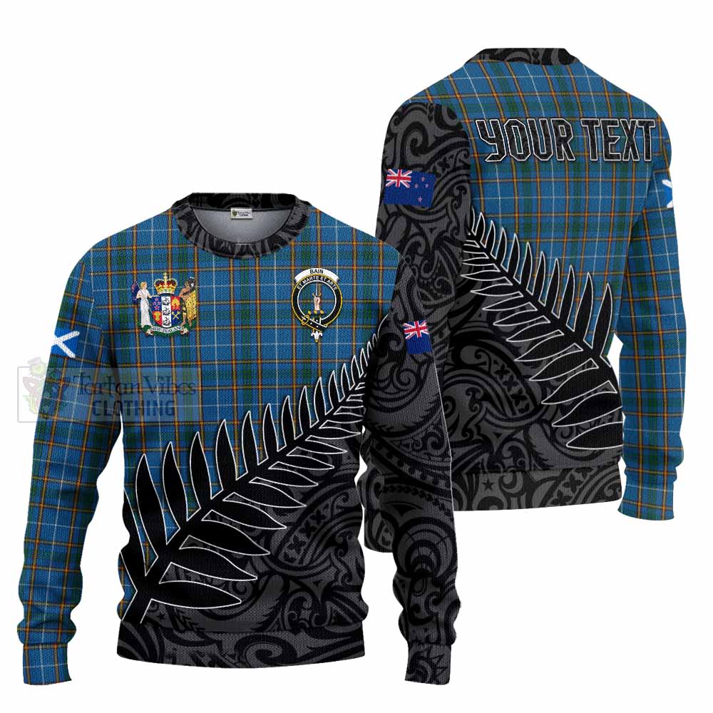 Tartan Vibes Clothing Bain Crest Tartan Knitted Sweater with New Zealand Silver Fern Half Style