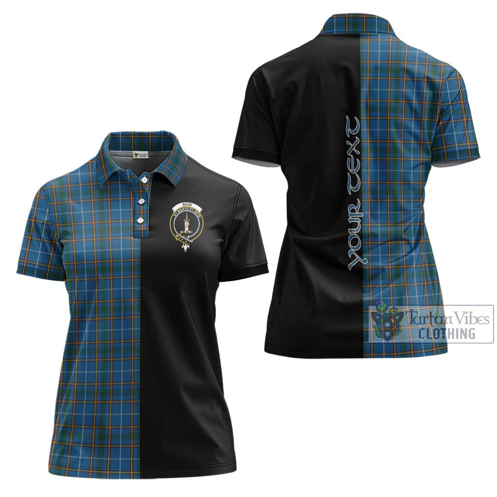 Bain Tartan Women's Polo Shirt with Family Crest and Half Of Me Style Women - Tartanvibesclothing Shop