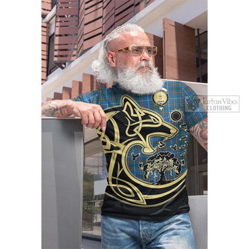 Bain Tartan Cotton T-shirt with Family Crest Celtic Wolf Style Men's Shirt - Tartan Vibes Clothing