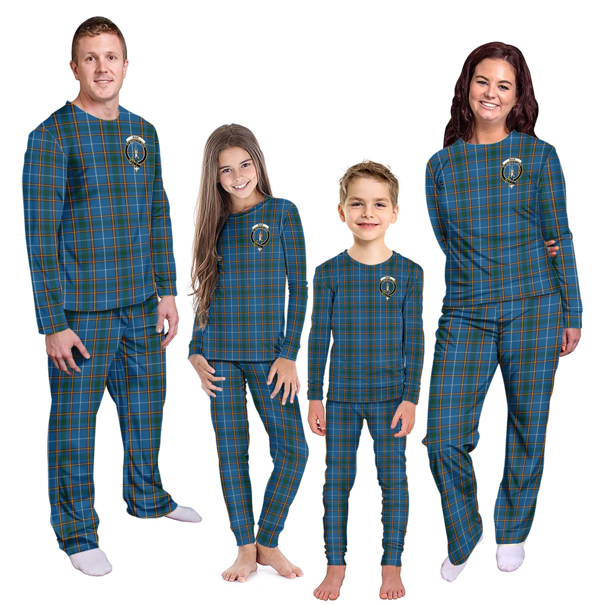 Bain Tartan Pajamas Family Set with Family Crest Kid - Tartan Vibes Clothing