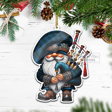 Bain Tartan Bagpiper Gnome Christmas Ornament