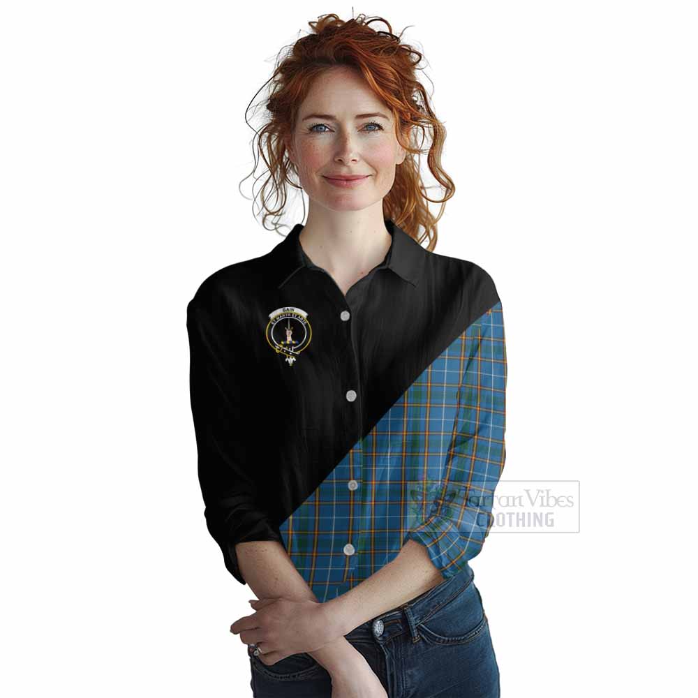 Tartan Vibes Clothing Bain Tartan Women's Casual Shirt with Family Crest and Military Logo Style