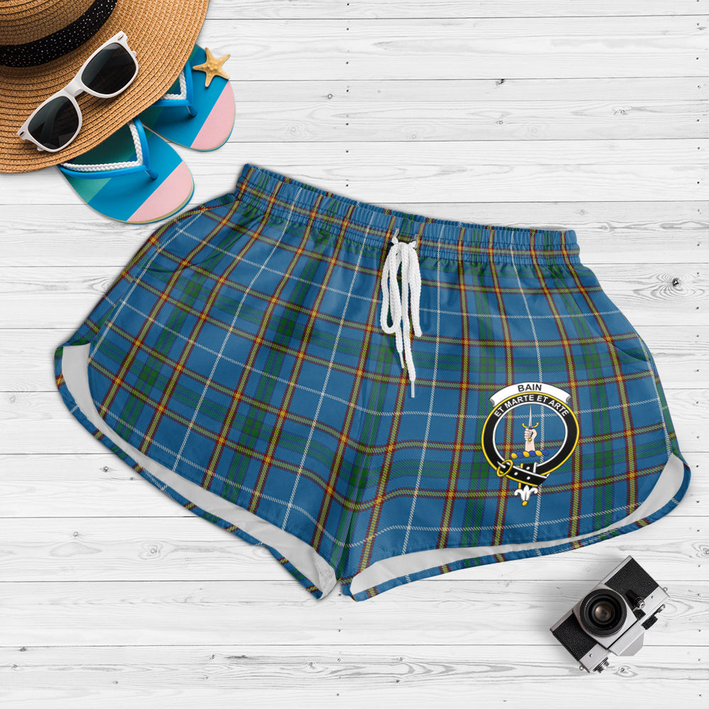 Bain Tartan Womens Shorts with Family Crest - Tartanvibesclothing