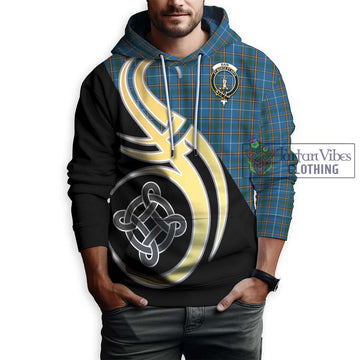 Bain Tartan Hoodie with Family Crest and Celtic Symbol Style Zip Hoodie - Tartan Vibes Clothing