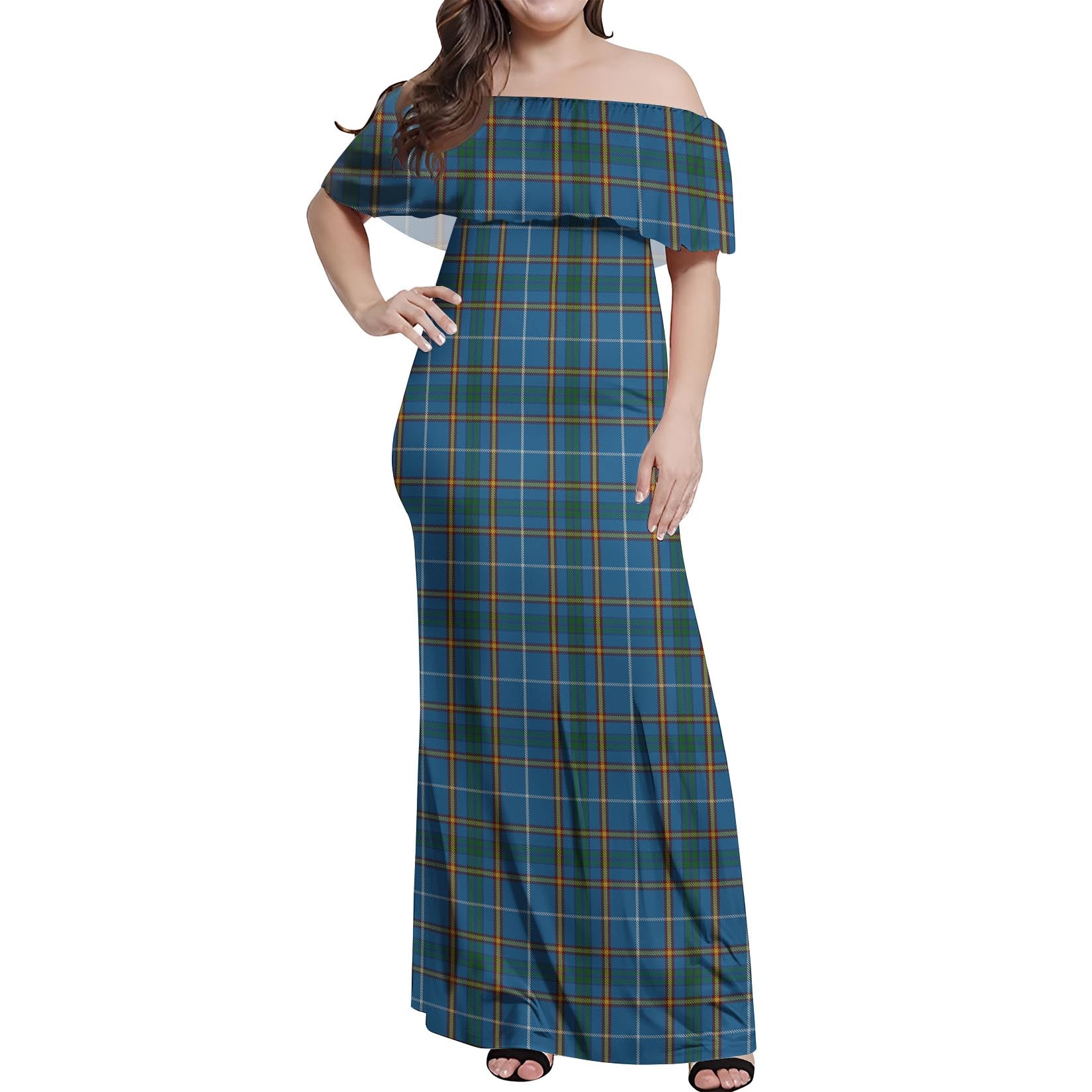 Bain Tartan Off Shoulder Long Dress Women's Dress - Tartanvibesclothing