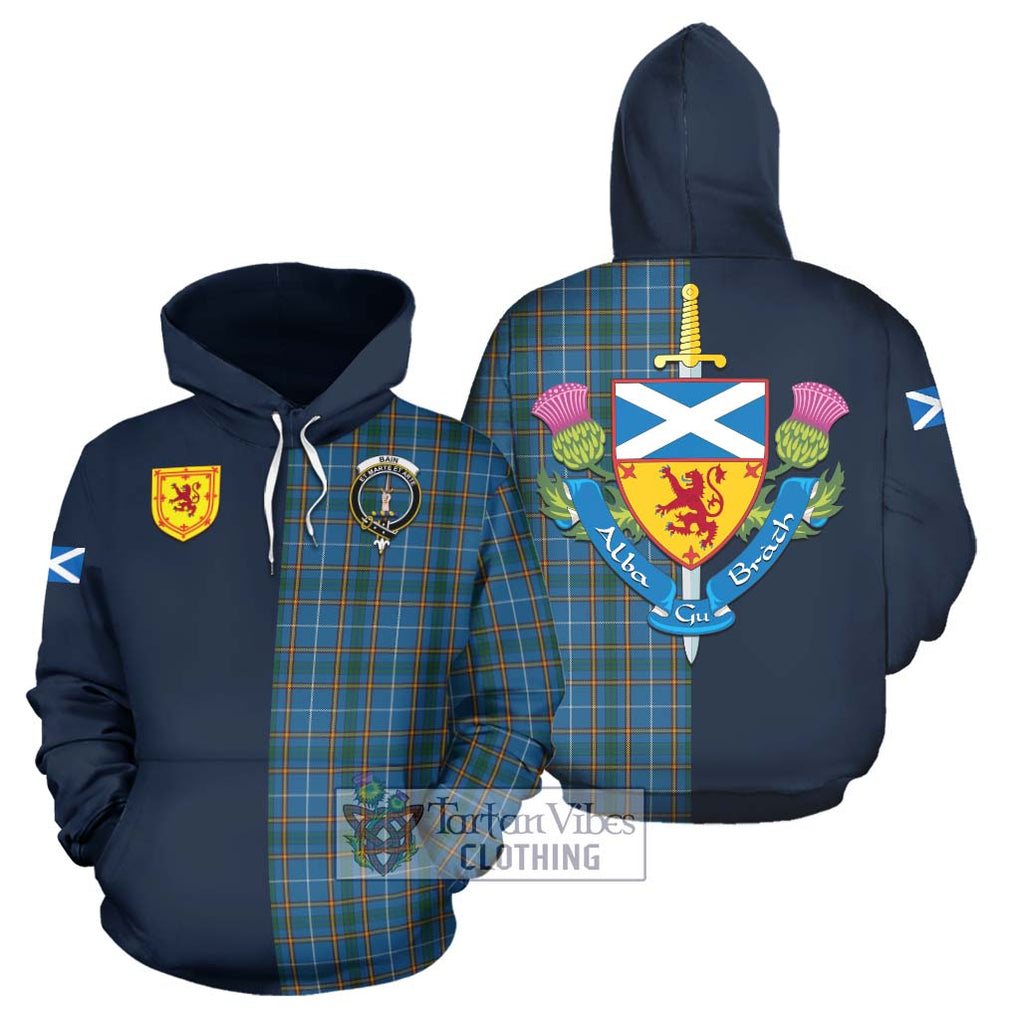 Bain Tartan Hoodie Alba with Scottish Lion Royal Arm Half Style Zip Hoodie - Tartan Vibes Clothing