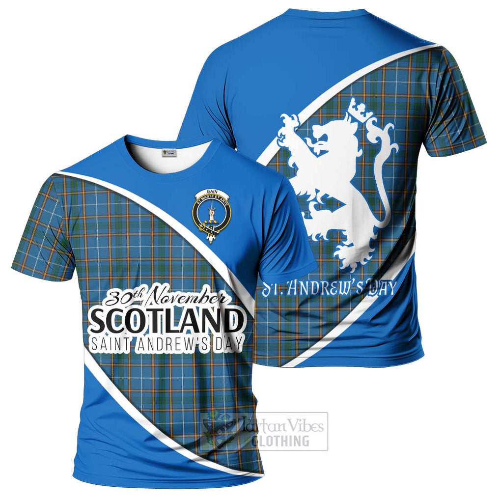 Tartan Vibes Clothing Bain Family Crest Tartan T-Shirt Celebrate Saint Andrew's Day in Style